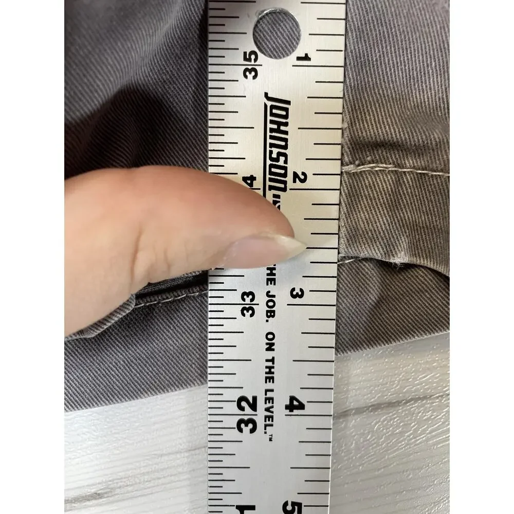 Angels Cargo Shorts Womens Size 7 Gray Cotton Utility Drawstring Zip Fly Pockets